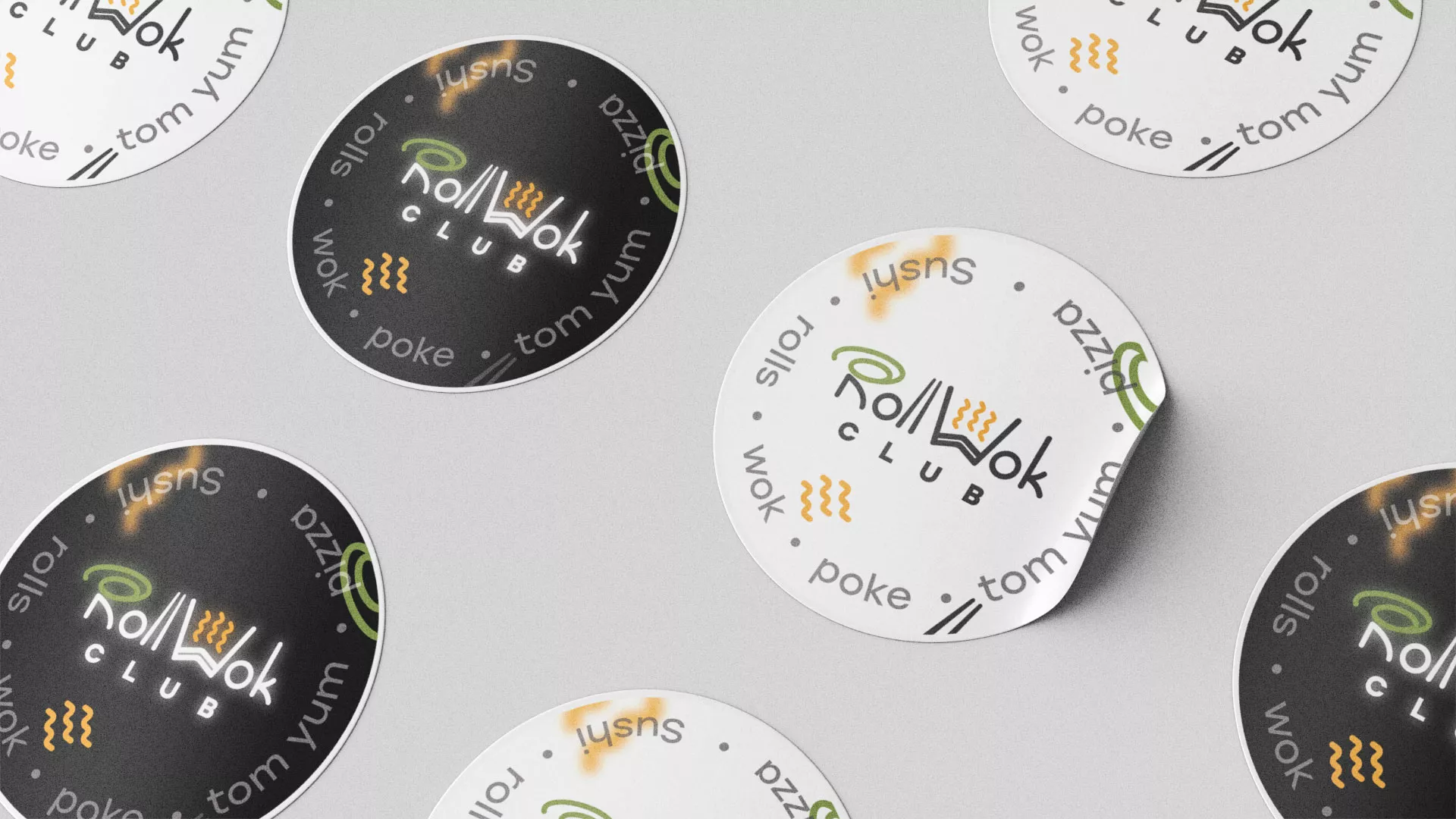 Разработка наклеек для суши-бара «Roll Wok Club» в Бодайбо