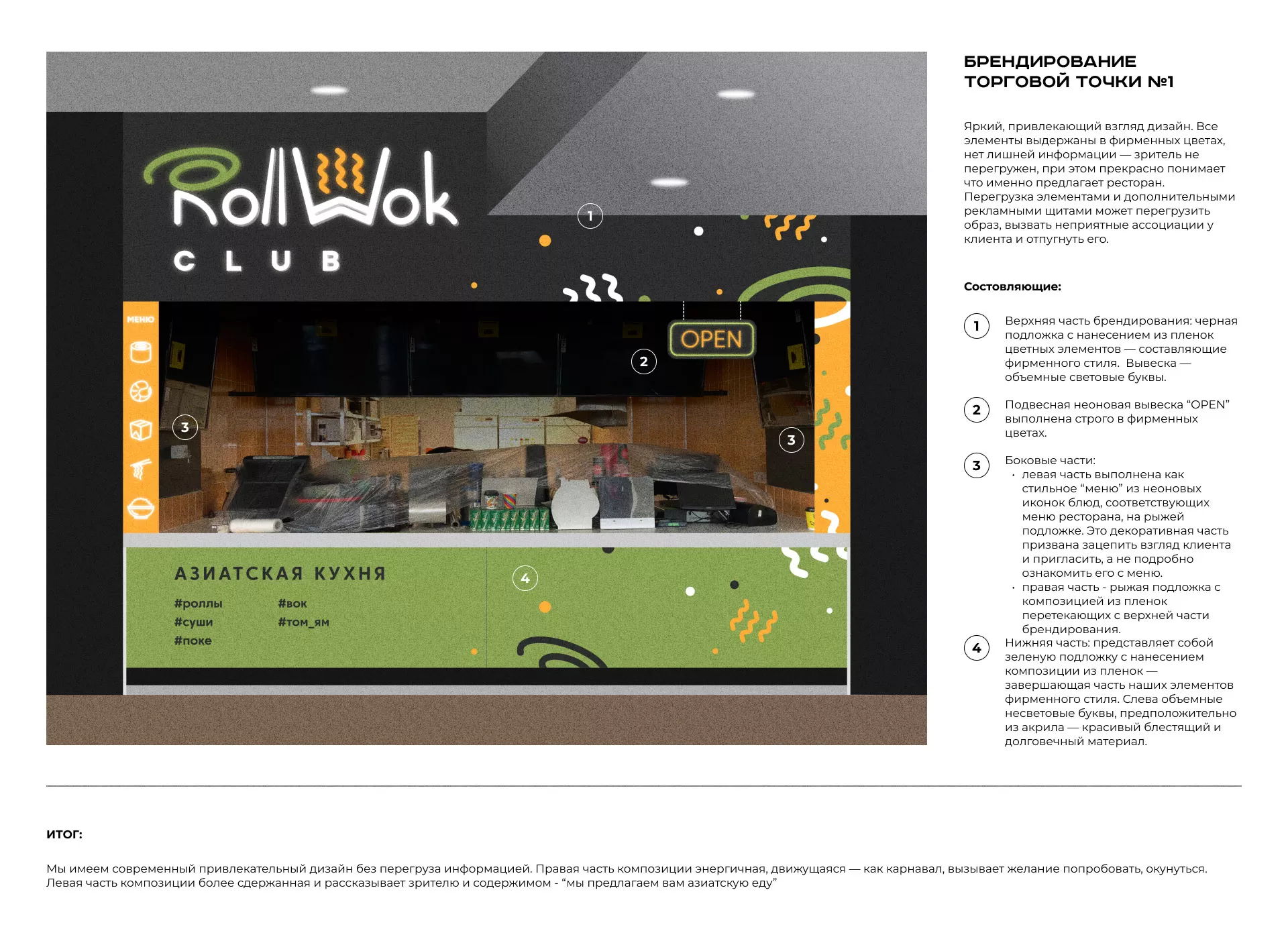 Брендирование торговых точек суши-бара «Roll Wok Club» в Бодайбо